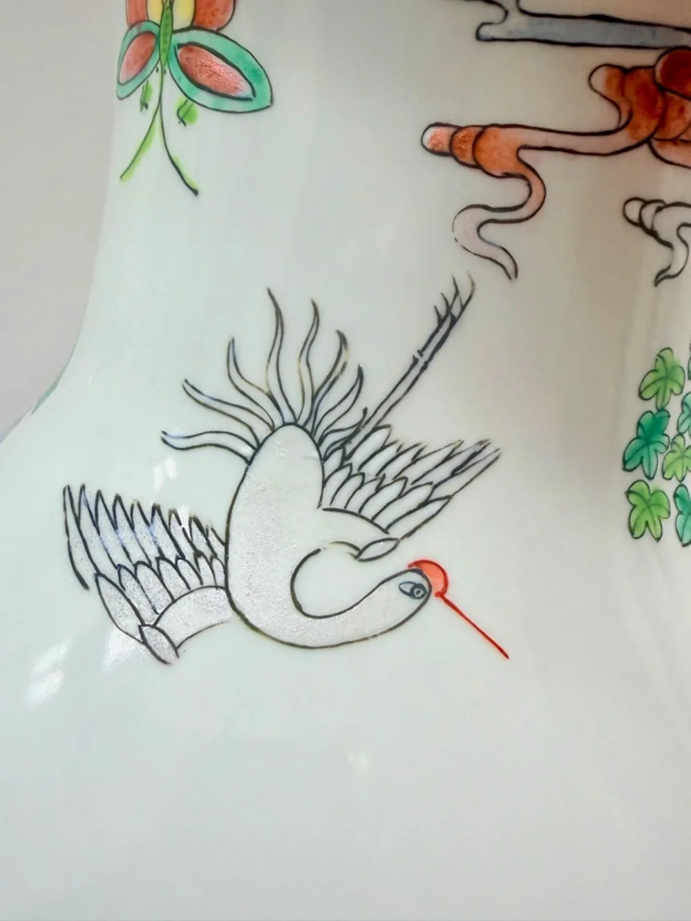 Antique‎ Chinese Qing Tongzhi Dynasty Famille Porcelain Vase Figures Birds Trees
